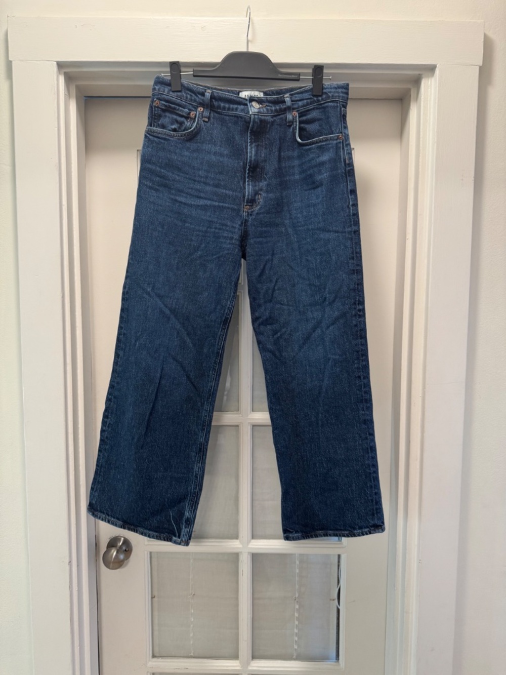 AGolde Ren Wide-Leg Cropped Jeans Medium Indigo Sz 30 - Picture 2 of 5